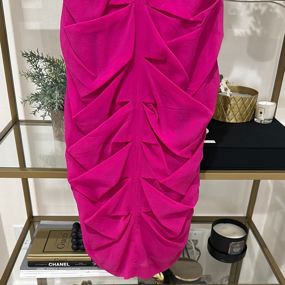 Cache Fuchsia Ruched Strapless Midi Dress - Picture 4 of 9
